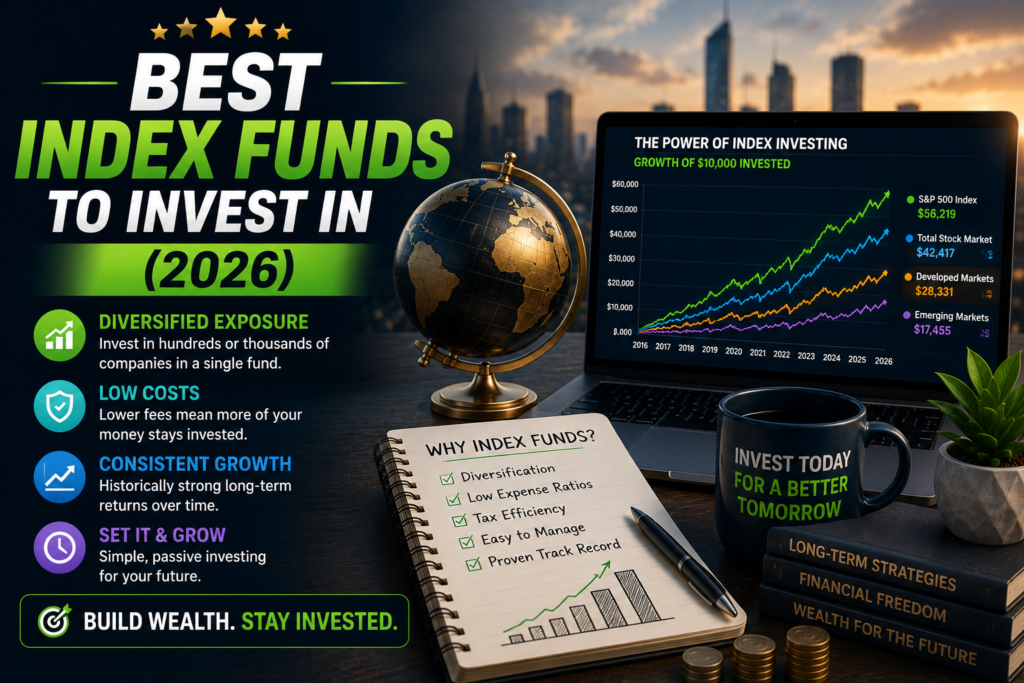 Illustration for the guide: Best Index Funds to Invest In (2026)
